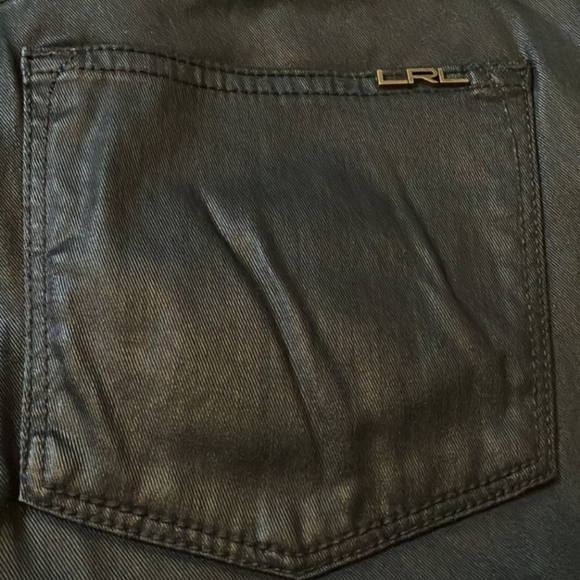 LRL Ralph Lauren Black Coated Skinny Jeans Size 8 Waxed Stretch Denim - Picture 5 of 6